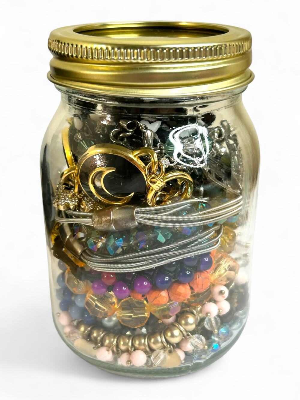 Mixed Jewelry Jar All Bracelets Colorful Various Types Beaded Link Chain